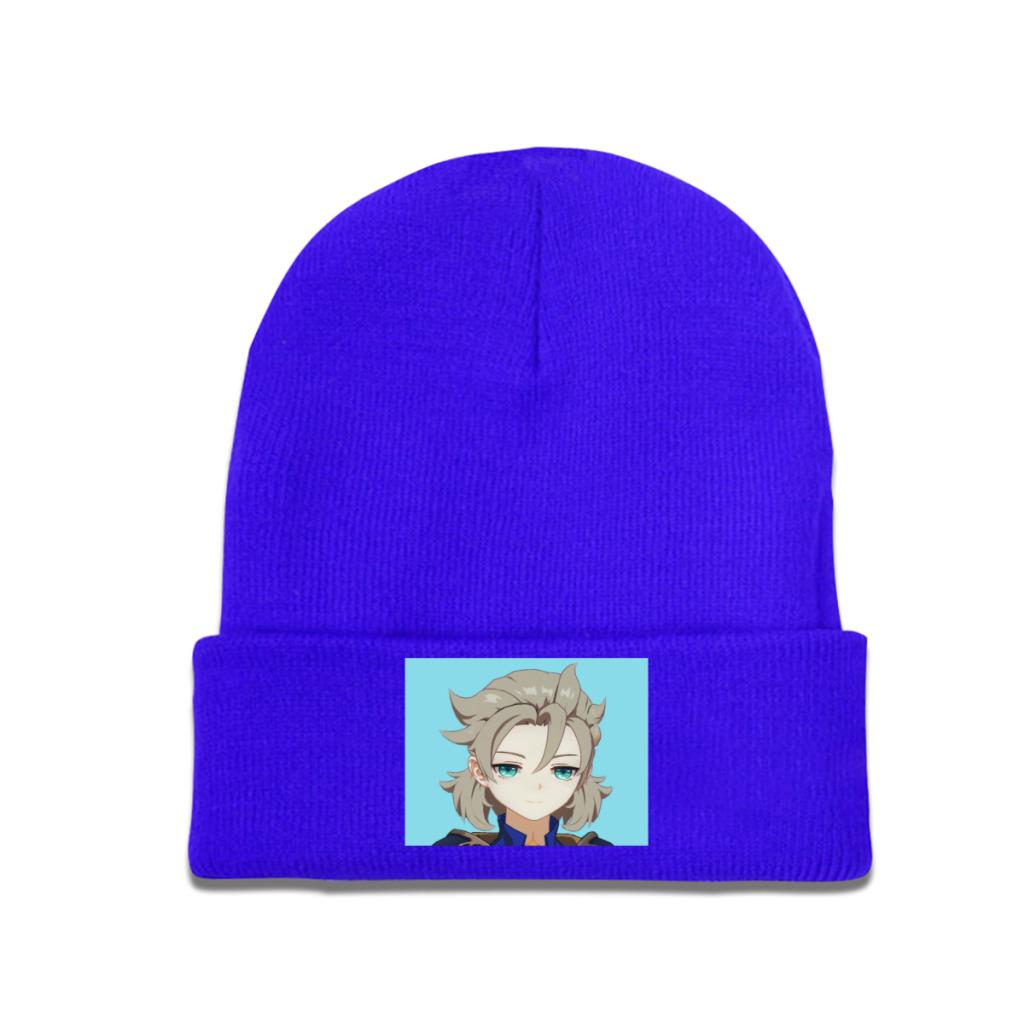 Smug Albedo Genshin Impact Strickmütze Beanies Wintermütze Warm Casual Videospiel Cap Unisex Frauen Geschenke