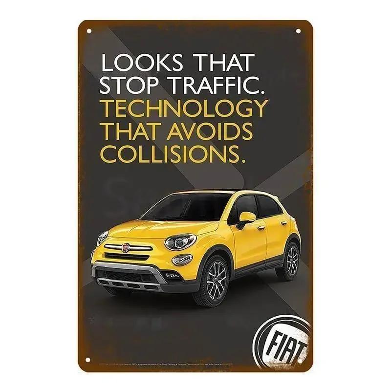 Classic Fiat 500 Vintage Metal Tin Signs Metal Poster Wall Art Decor Poster Cafe Bar Pub Home Wall Decor Car Metal Art Poster