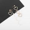 New Korean Charm Pearl Tassel Crystal Love Heart Earrings For Women Fashion Asymmetric Drop Earring Luxury Zircon Brincos