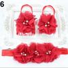 Cute Newborn Baby Infant Girl Rose Flower Headband + Barefoot Ring Sandals Shoes
