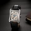 Reloj Skeleton para Hombre, Automático, Correa de Cuero, Resistente al Agua, Estilo Antiguo, Analógico, Diseño Cuadrado, Accesorio de Moda, Día de San Valentín, Navidad,