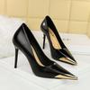 Damen Retro Bankett High Heels Ultra-High Heels Flache Mund Metall Spitze Einzelschuhe