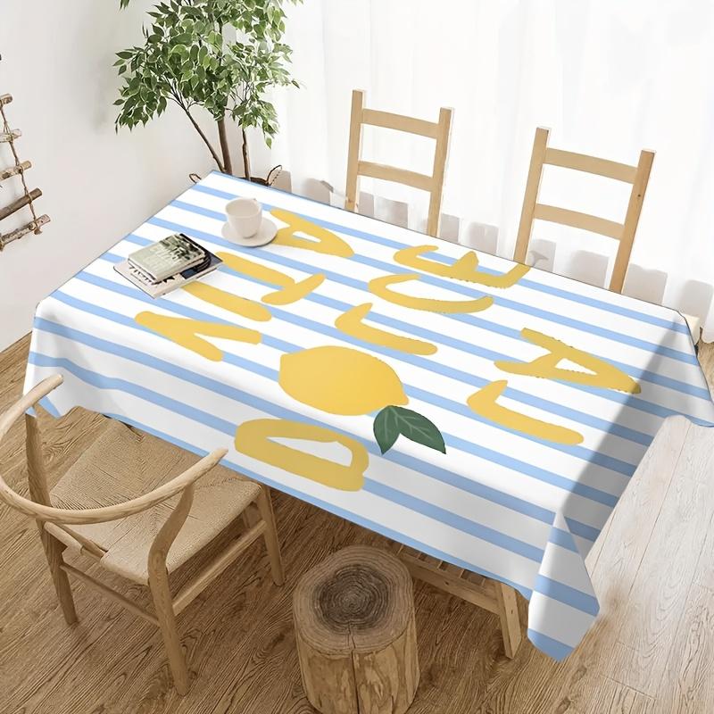 Moderne Eenvoudige Gestreepte Blauwe Tafelkleed voor Tafeldecoratie Feest Waterdicht Rechthoekig Herbruikbare Tafelkleden voor Tafel Keuken Eetkamer 140x140cm