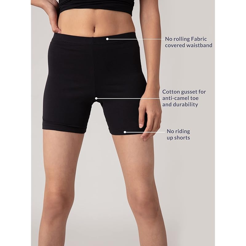 NYKD by Nykaa Stretch-Baumwoll-Radhose | mit Merkmalen wie strapazierfähigem und verdecktem Bund -NYP083- Schwarz,S
