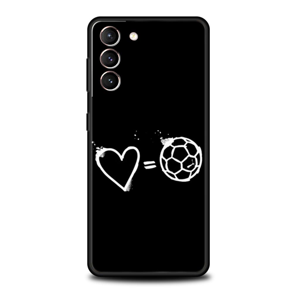 Phone Case For Samsung Galaxy S25 Edge S24 S23 S22 S21 Ultra S20 FE 5G S10 S10E S9 Plus Soft TPU Cover Soccer Heartbeat