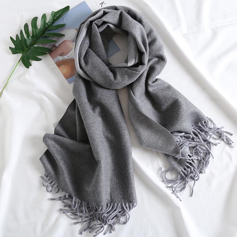 Dual-Color Korean Imitation Cashmere Scarf with Tassels - Cozy Autumn/Winter Shawl Available In 20 Colors