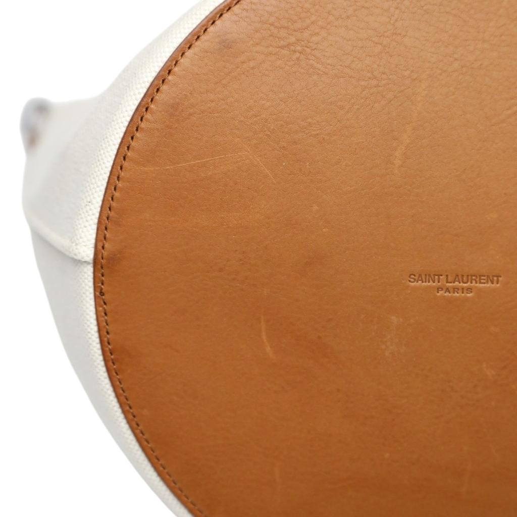 SAINT LAURENT Rive Gauche Shoulder Bag canvas Natural x brown unisex VLR669299 Used