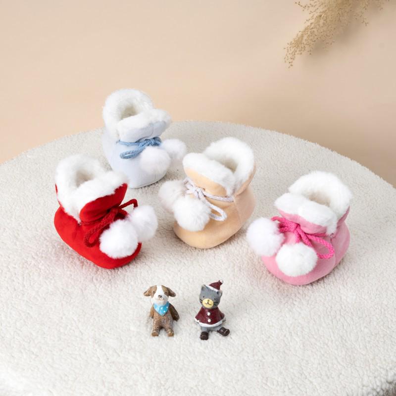 Fleece-Lined Newborn Winter Baby Shoes - Soft Sole, Warm First Steps Footwear