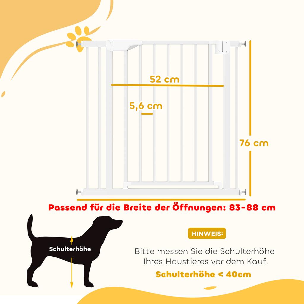 Stair Safety Gate Barrier Gate Without Drilling with Automatic Closing for Children Kitchen Stairs 76-88 X 76 Cm White