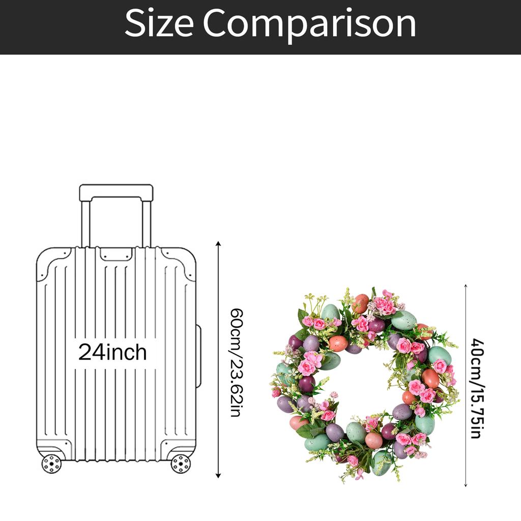 40*40cm Easter Egg Wreath, Artificial Flower Wreath, Spring Wisteria Wreath, Home Doorway Decoration