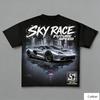 Oversized Black Cotton TShirt with Bold Vegas Race Hot Rod Graphic Unisex Streetwear Tee for Unisex and Women