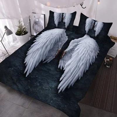 Engel Flügel Bettbezug Set Luzifer Engel Bettwäsche Sets Ästhetisch Flügel Feder Bettdeckenbezug Set Doppelbett King Size für Mädchen