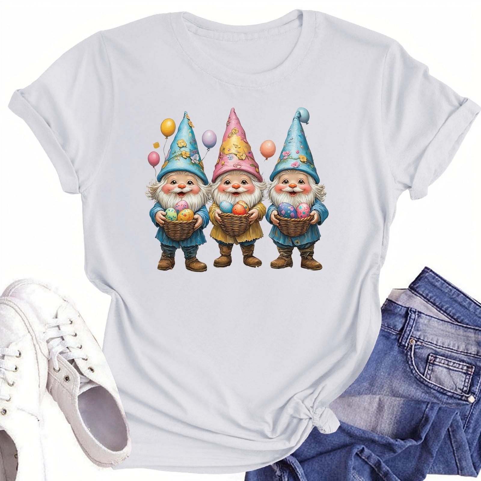 

Жіноча повсякденна футболка з круглим вирізом і короткими рукавами XL білий