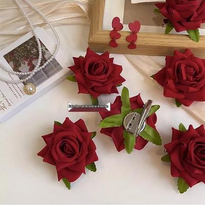 Forcina rosa: Clip Premium per Frangia e Spilla Fiore Accessorio per Capelli