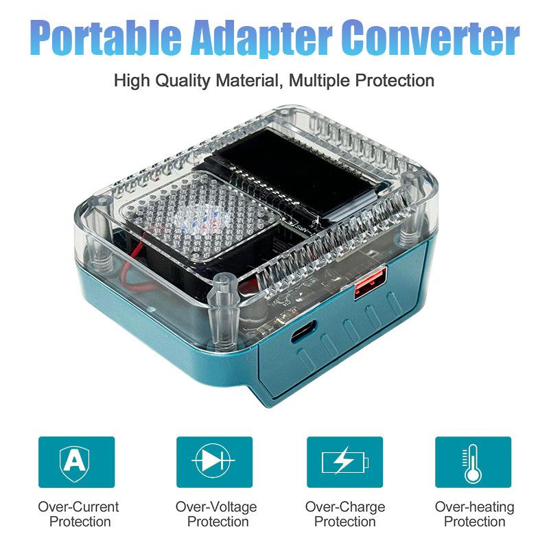 Li-Ion Battery Adapter Converter Digital Display Adapter Usb Type-C Power Supply 140W Pd3.1 For Makita Li-Ion Battery Charger
