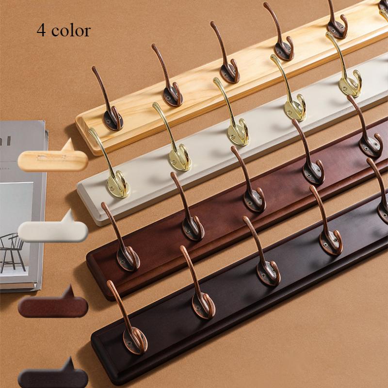 Rustic Wall Mounted Coat Rack, Pine Solid Wood Metal Hook Hanger for Hanging Clothes Robes Towels Coats,Wooden Heavy Duty Coat Rack for Wall