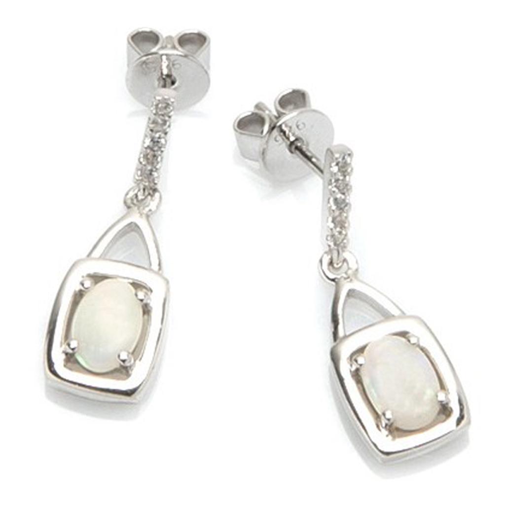 Les Trésors De Lily [G9283] - Silver Earrings 'Goddess Opal' Silver White (rhodium-plated) - 20x6 Mm