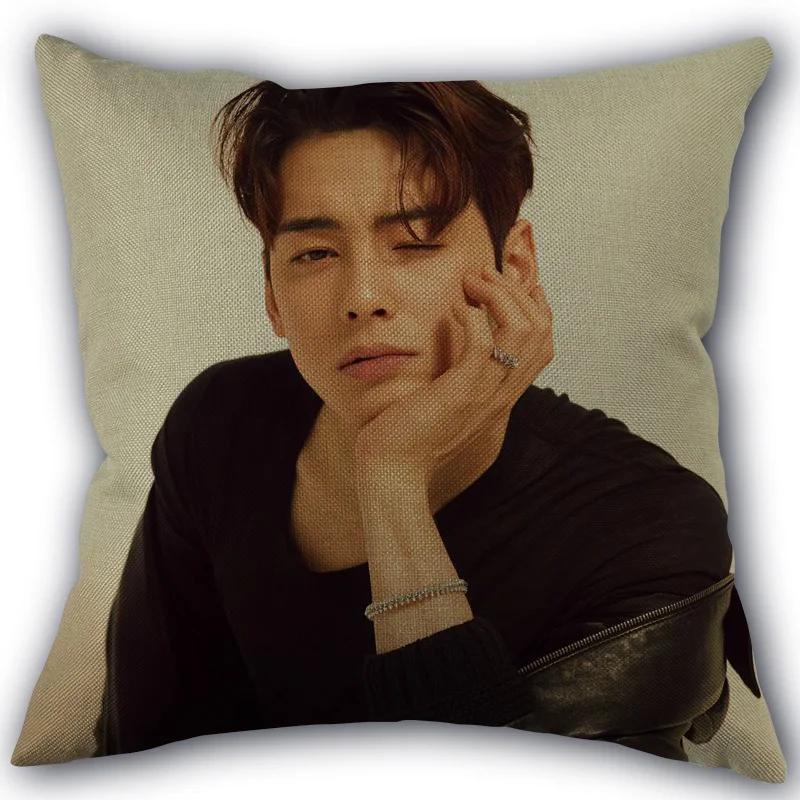 Kpop Cha EunWoo Pillowcase New Cotton Linen Fabric Square Zipper Pillowcase 45X45 Wedding Decorative Pillow cover