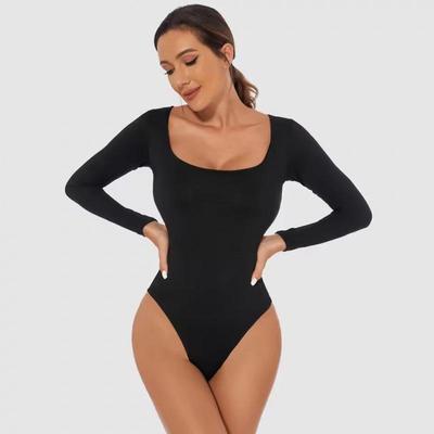 Damski bezszwowy body modelujący sylwetkę: Dopasowany top z długim rękawem na jesień i zimę