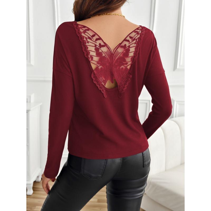 Dámská móda Ležérní jaro podzimní jednobarevné halenky a košile s dlouhým rukávem a výstřihem