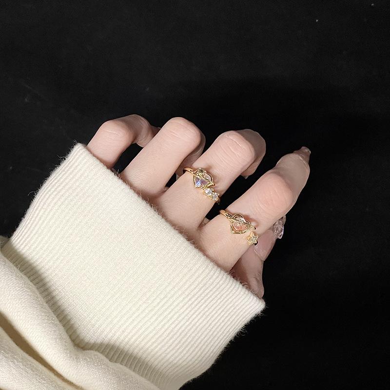 The Same Love Moonstone Open Index Finger Ring, Women'S Tide Fashion Cold Wind Niche Design Sense