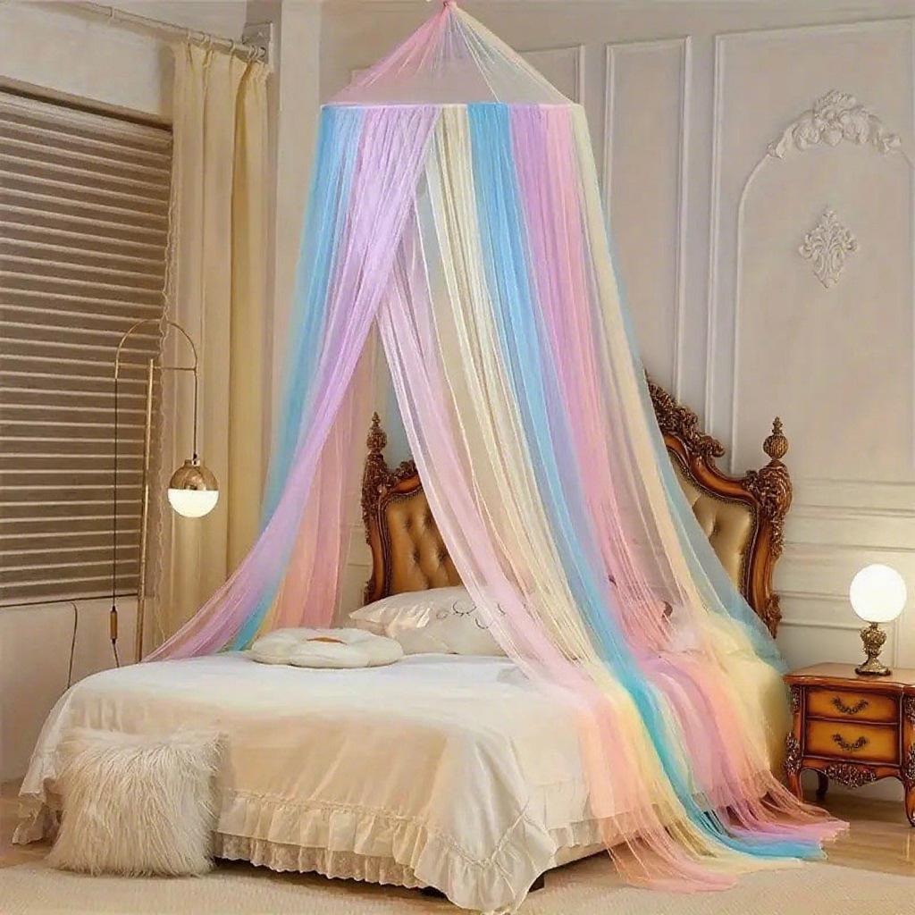 No-Install Dome Princess Tent: Colorful Encrypted Folding Mosquito Net for Double Bed