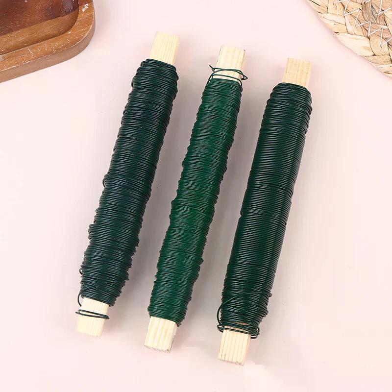 0.5/0.65/0.7mm Green Metal Tying Wire, Rust-Resistant Floral Wire For Wrapping Around ,Suitable For Crafts, Christmas Decoration