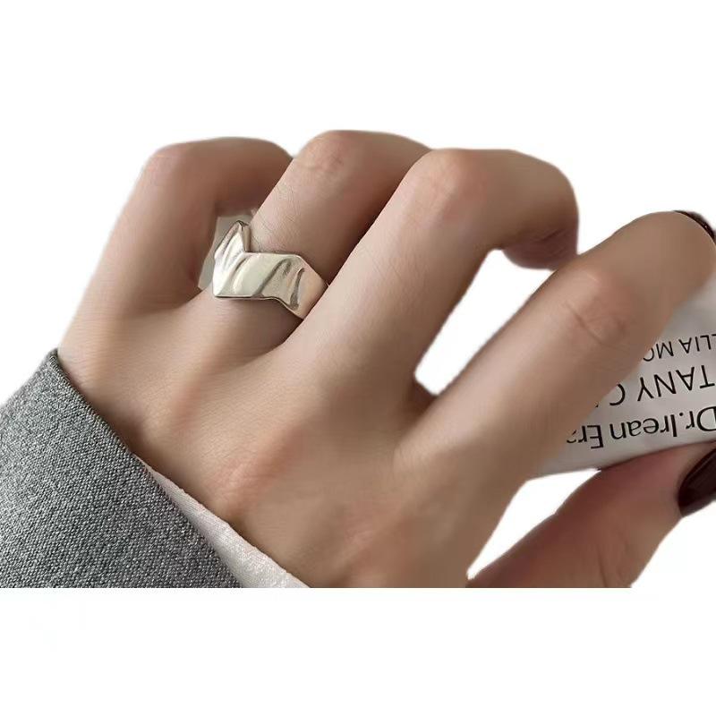 Women s High-End Square Pleated Ring: Elegant, Versatile, with a European American Chic Style