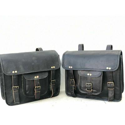 Bags 2 Saddlebag Luggage Bag Bag For Biker's Black Leather Motorcycle Saddle