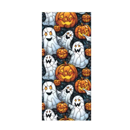 Halloween Window Sticker Stained Glass Style Witch Bats Decal Removable Pumpkins Ghosts Static Window Cling for Party Decoration