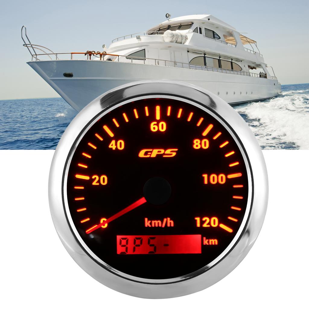 85mm Marine Auto GPS Speedometer 120KMCelsiusH Speed Odometer with 7 Color Backlight for Car Boat RV Yacht