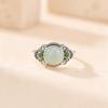 Adjustable Open Ring Women Men Natural Hetian Jade Style Turquoise Green Jadeite With Ruyi Cloud Motif Vintage Boho Ethnic