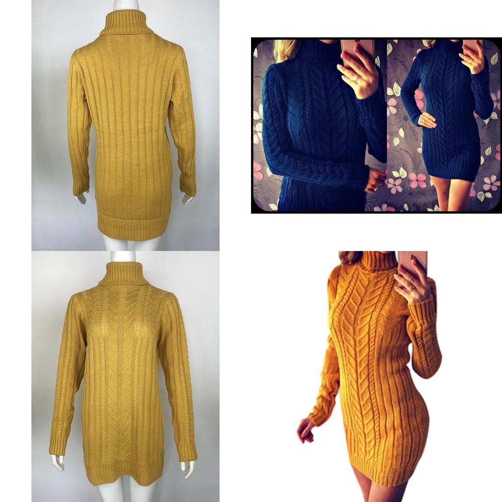 Sexy Autumn And Winter Knit Dress Slim Fit And High Collar Twist Design