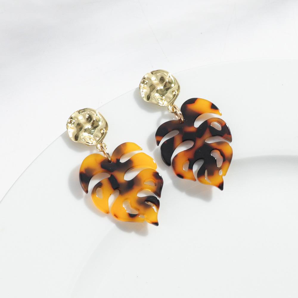 New Trendy Monstera Leaves Acrylic Earrings for Women Fashion Coconut Tree Palm Leaf Plant Drop Earring Boho Beach Jewelry Gifts