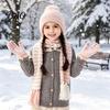 Soft Skin Friendly Winter Set 1 Hat Scarf Gloves for Kids, Fleece Lined Striped Knit with Children Elastic Ribbed Pom Pom, Cozy Toddlers Boys