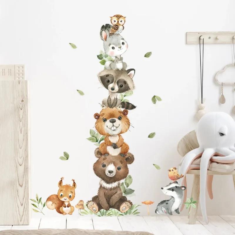 New Cartoon Cute Animals Wall Stickers for Kids Rooms Bear Rabbit Children's Sticker Wallpaper Boy Baby Nursery Room Wall Decals