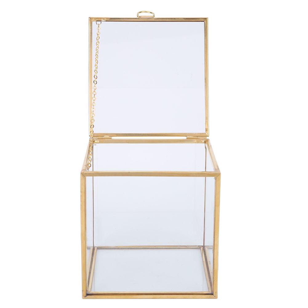 Geometrisk växtkruka i glas med guldkant, behållare för suckulenter, heminredning