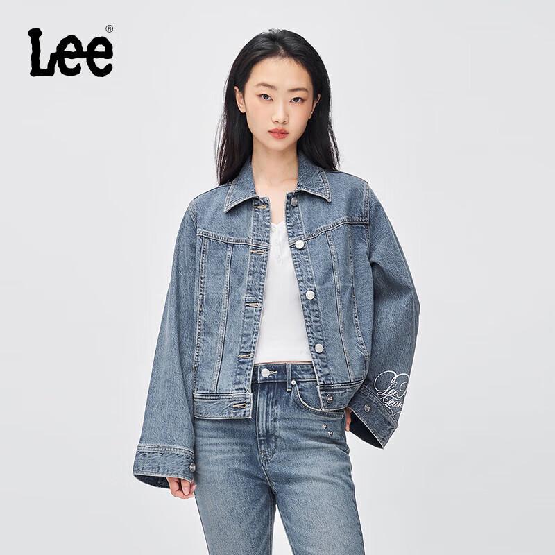 Lee Women's Comfort Fit Printed Denim Jacket with Flared Cuffs