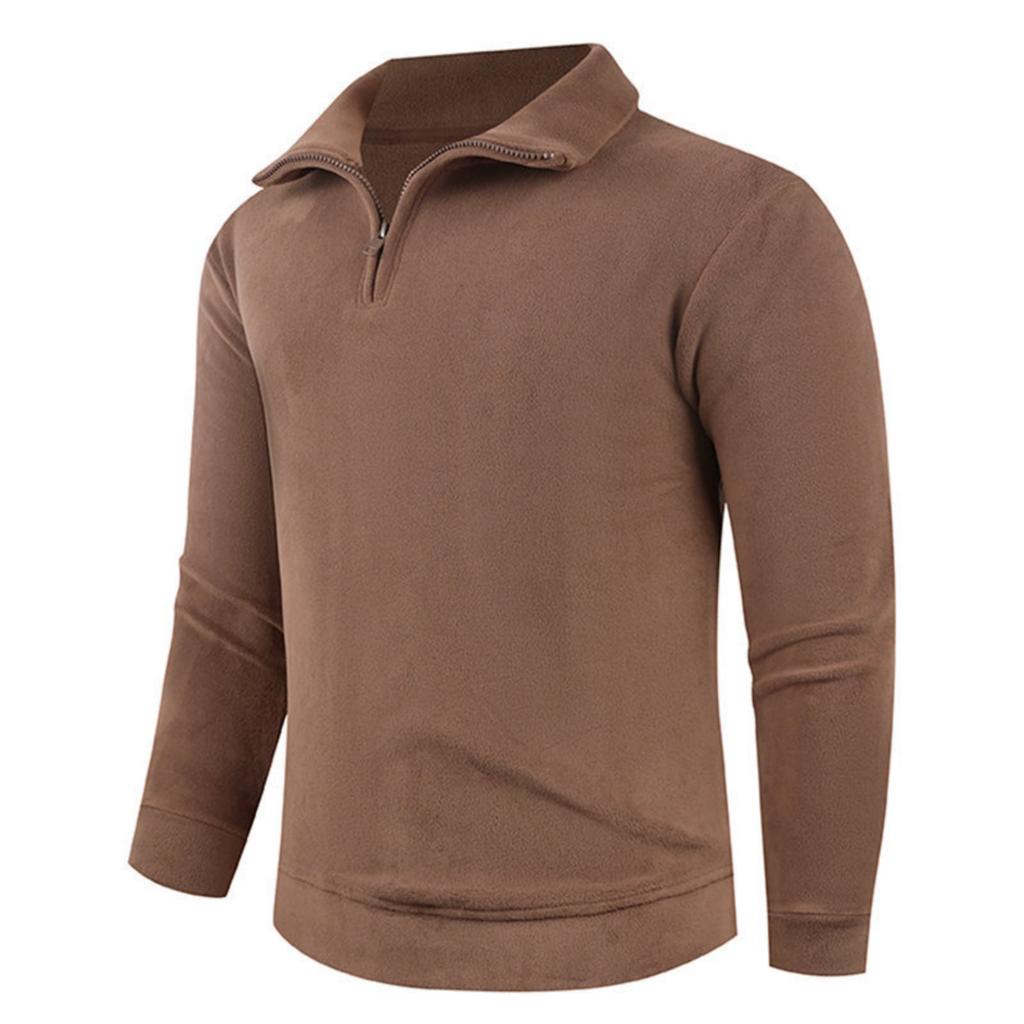 Lässige lockere Fleecejacke für Damen und Herren, Herren einfarbiges Sweatshirt mit Stehkragen und halbem Reißverschluss