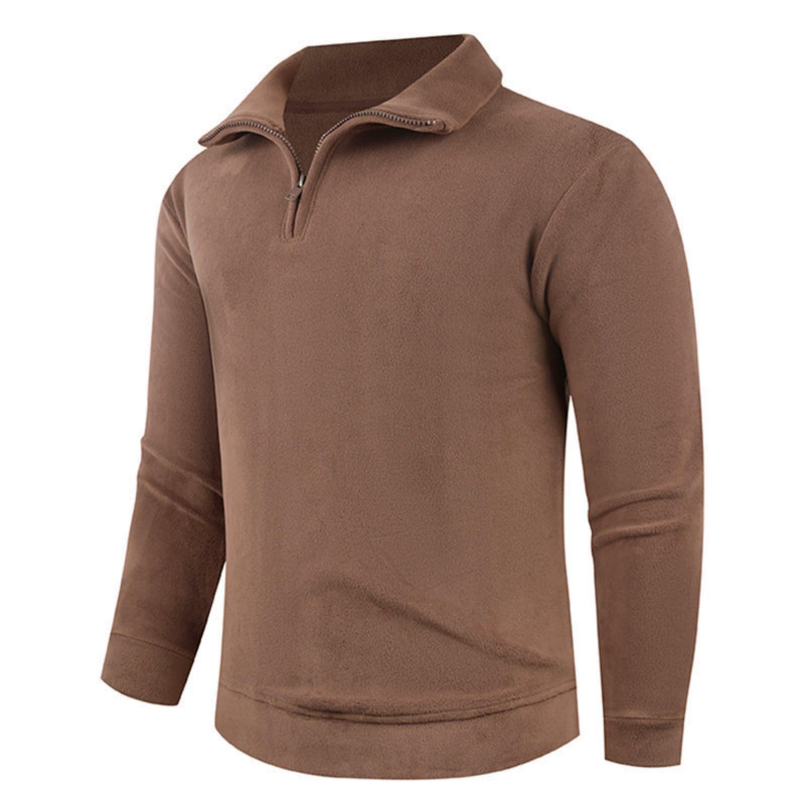 

Men s And Women s Casual Loose Double-sided Fleece Jacket, Men s Solid Color Semi-zipper Stand-up Collar Sweatshirt XXXL кавовий