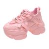 White Chunky Sneakers Women New Autumn Hidden Heel Platform Sports Dad Shoes Woman Lace Up Breathable Mesh Casual Shoes 8CM