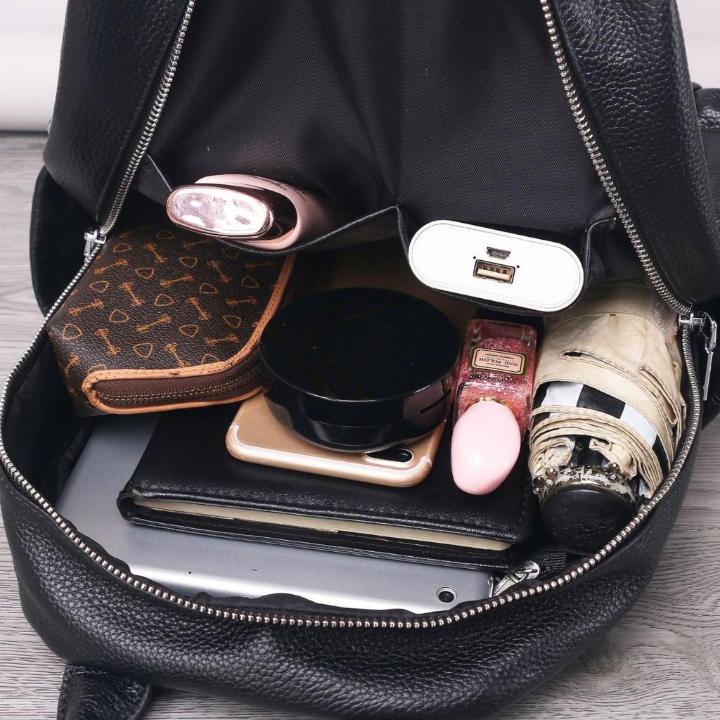 Leather Women's Backpack Fashion Travel Cowhide Schoolbag Soft Leather Women's Bag Large Capacity Mommy Bag