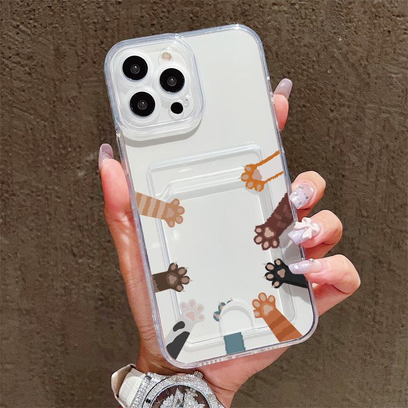 

Силиконовый чехол-карман для карт для Infinix Note 30 Pro Oppo A5 A3 Pro A17 iPhone 14 16 15 Samsung A06 A16 A54 Прозрачный бампер для телефона Oppo Reno14 (5G)