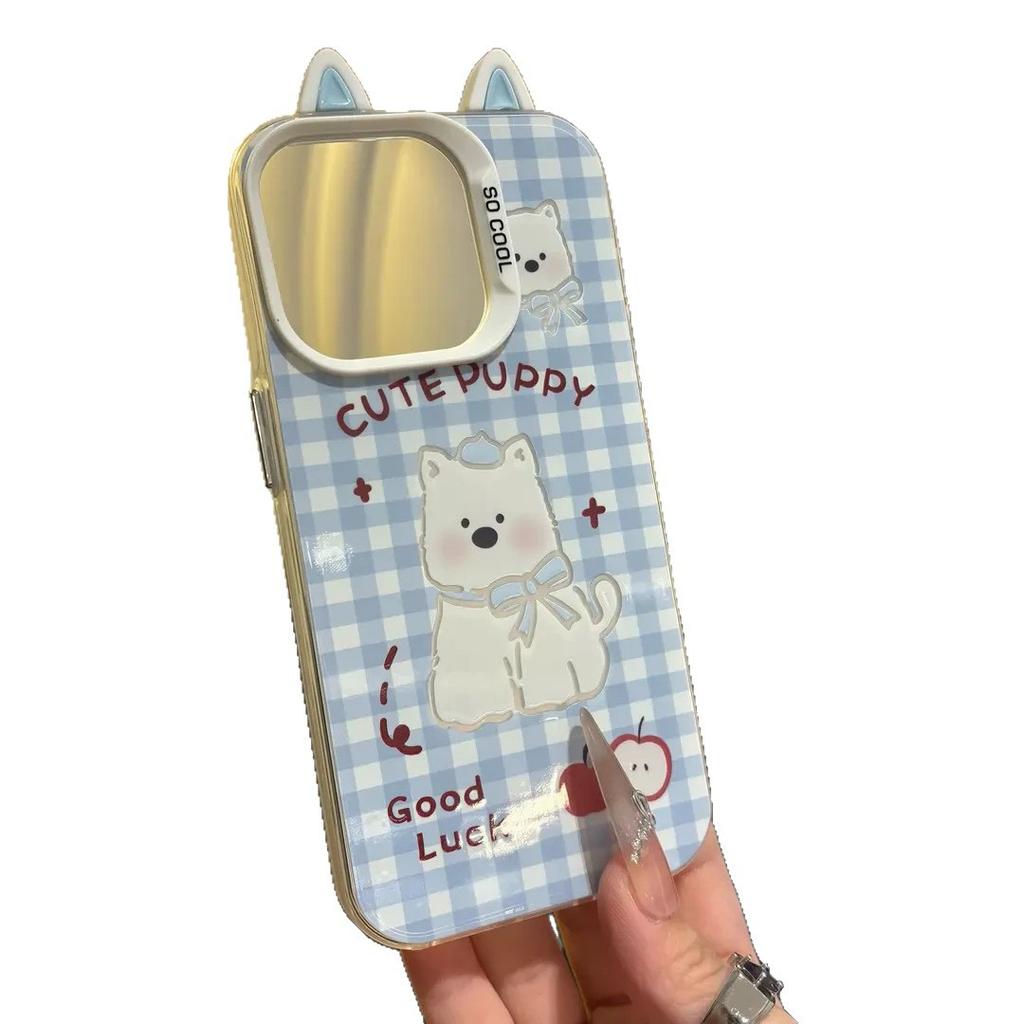 The Cute West Highland Stand Is Suitable for Iphone16pro Cases Apple 15promax Phone Cases  and 14 Mirror Surfaces
