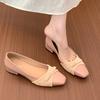 Fashion New Fashion Stitching Woolen Women's Basic Black Soft Leather Ballet Shoes Flats Shoes Round Toe Shallow Bow Ballet Single Shoes