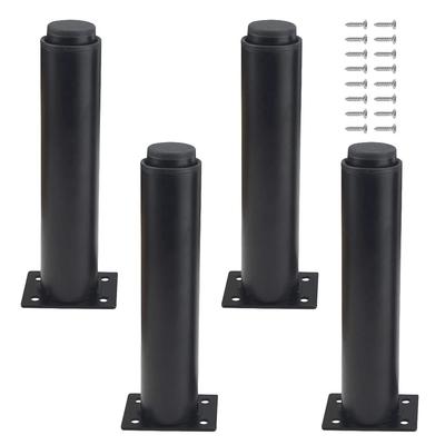 XINMEIWEN 4-Pack Metal Adjustable Furniture Legs, Cabinet Legs, Heavy-Duty Bed Center Frame Slat Support Legs for Table, Bed, Sofa (7.1"-12"), Black