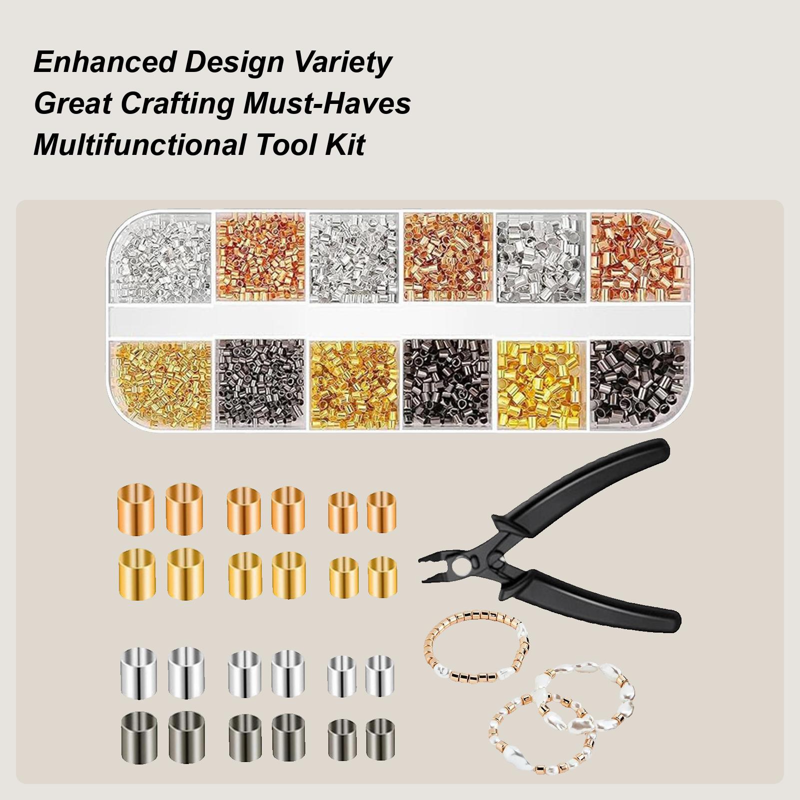 

Crimp Tubes for Jewelry Making 2200 Pieces Crimp Tubes with Pliers Jewelry Making Supplies for Necklace Bracelet Pendant Home CHINA