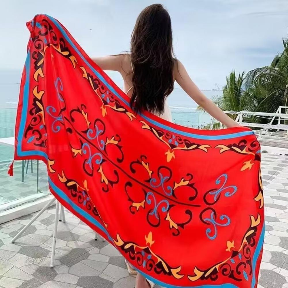 Chaka Salt Lake Great Northwest Tourism Ethnic Style Scarf Silk Scarf Women'S Summer Seaside Beach Shawl Sunscreen Thin