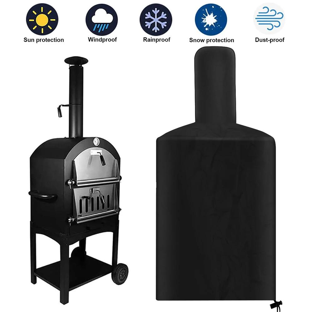 Pizza Oven Cover Oxford Cloth Waterproof Grill Oven Cover Outdoor Weather Resistant Pizza Oven Protective Cover 170 x 65 x 55 cm nero