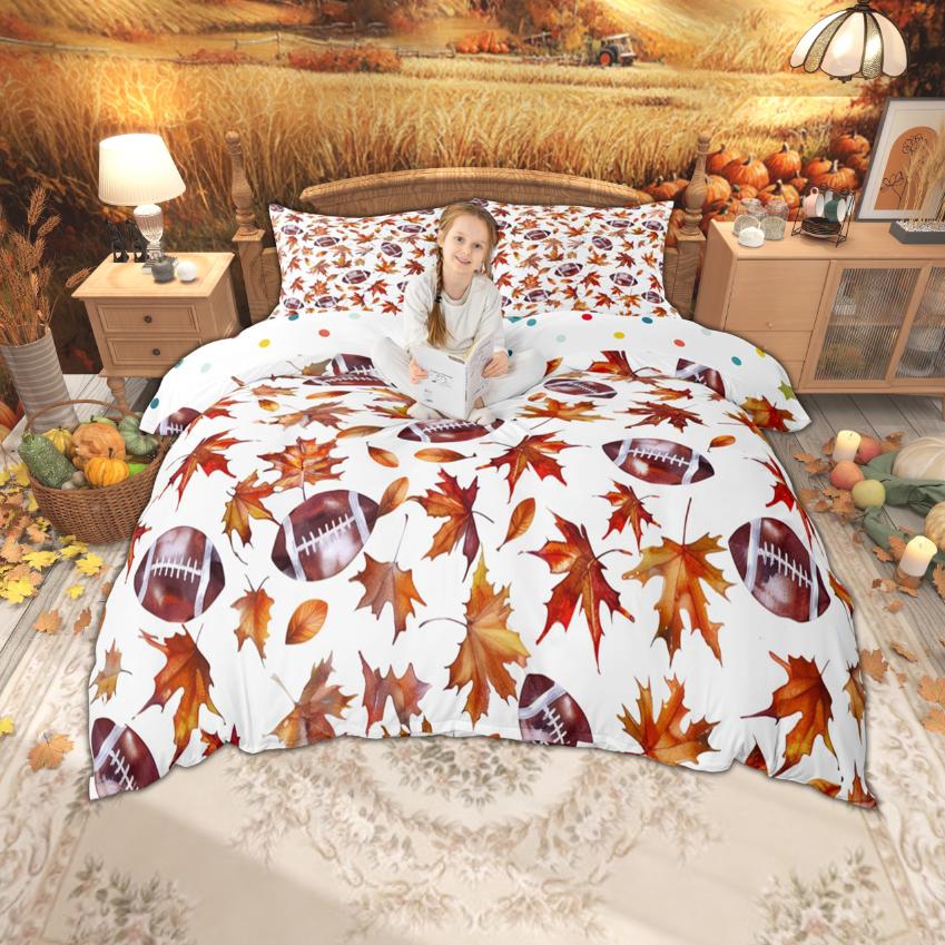 Homewish Autumn Gnome Duvet Cover Set For Kids Thanksgiving Day Gifts Bedding Set Watercolor Pumpkin Bed Set Room Decor